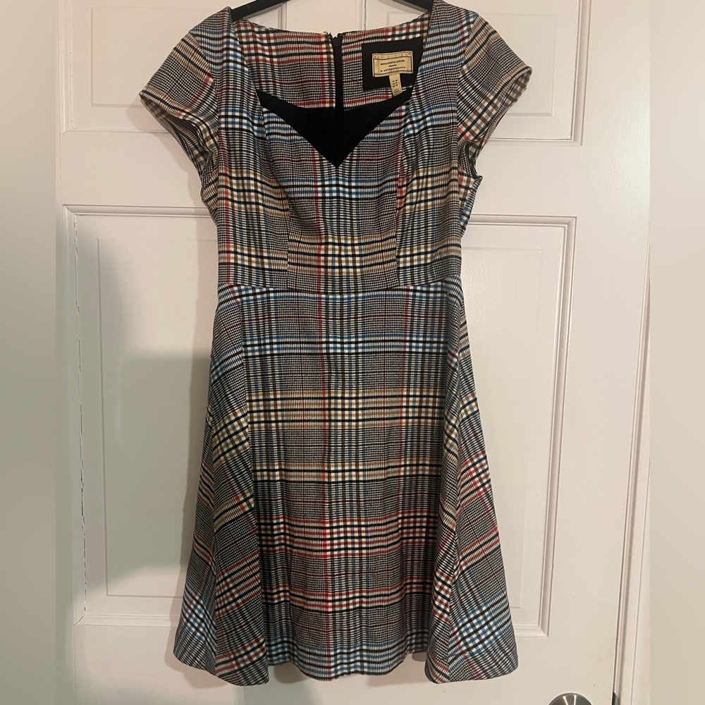 Anthropologie Plaid Short Sleeve Dress